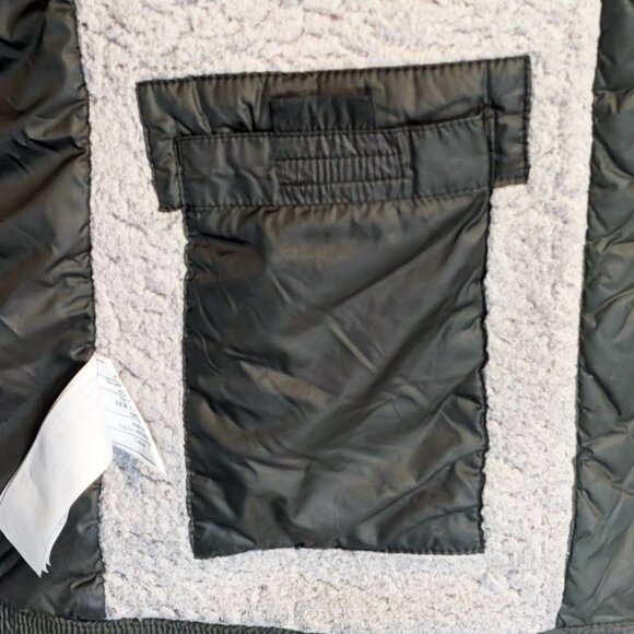 HOLLISTER Mens Olive Green Puffer Jacket Sherpa Lined Hood Coat Warm Winter (L) - Picture 11 of 12